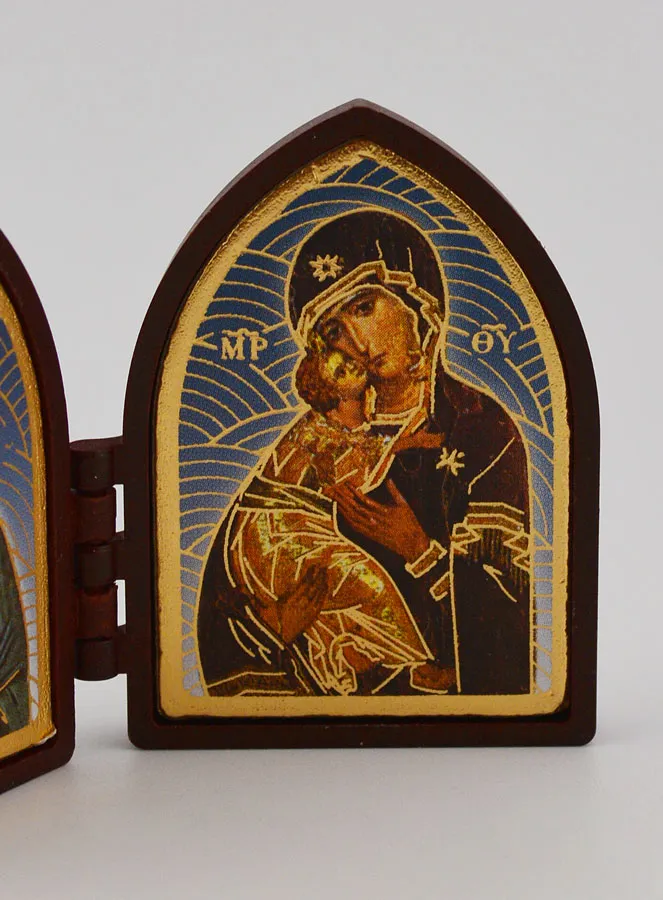 Small Diptych Icon – Christ Pantocrator and Our Lady of Vladimir (pic 3)