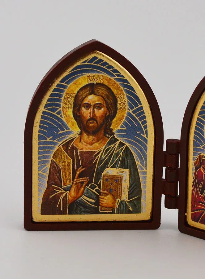 Mini Diptych Icon – Christ Pantocrator and the Holy Family (pic 2)