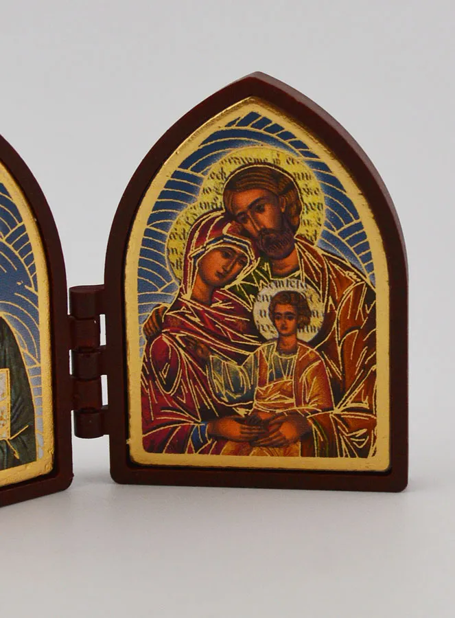 Mini Diptych Icon – Christ Pantocrator and the Holy Family (pic 3)