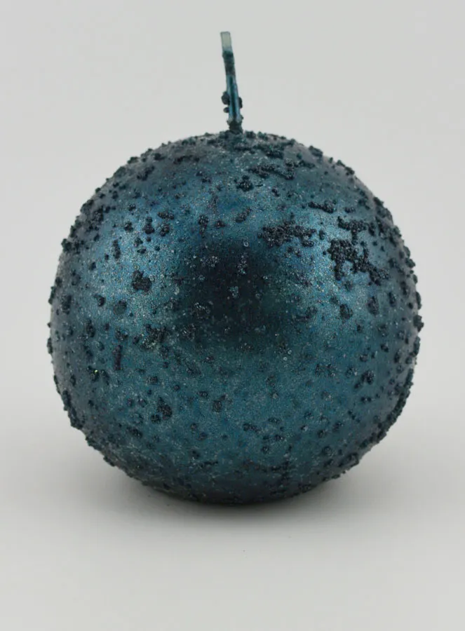 Glittery Christmas Ball Candle – Blue-Green (pic 1)
