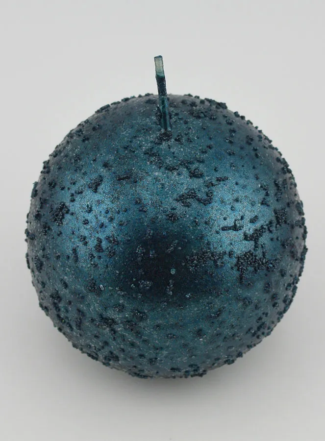 Glittery Christmas Ball Candle – Blue-Green (pic 2)