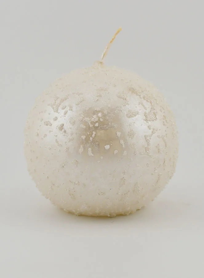 Glittery Sphere Tabletop Candle – Pearl White (pic 1)