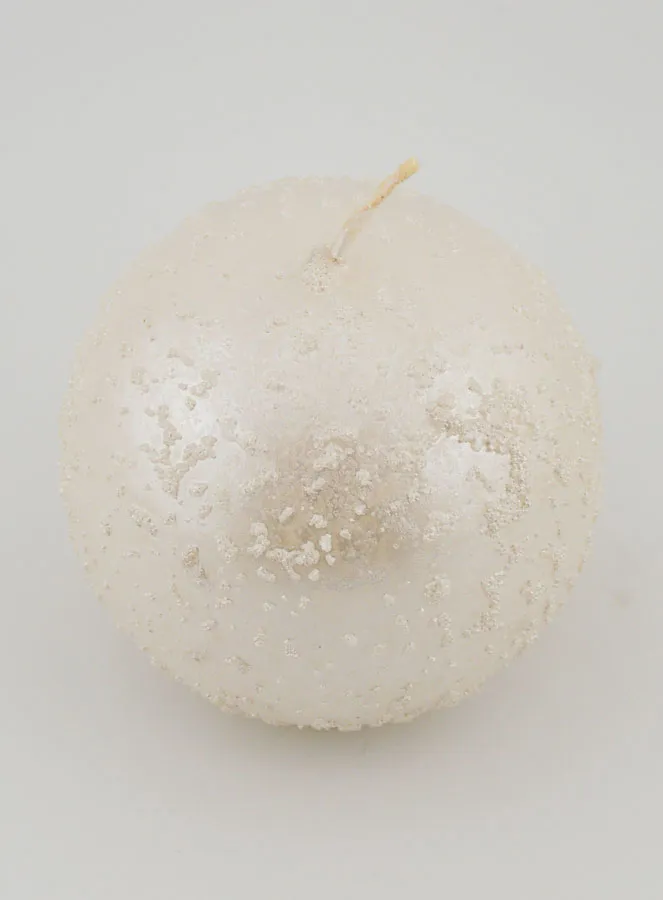 Glittery Sphere Tabletop Candle – Pearl White (pic 2)