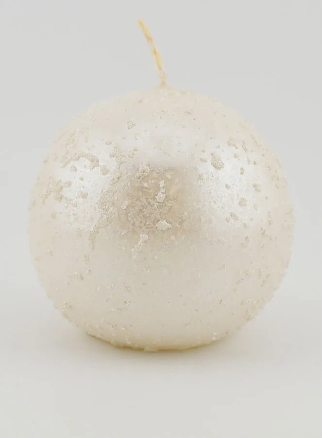 Glittery Christmas Ball Candle – Pearl White (pic 1)