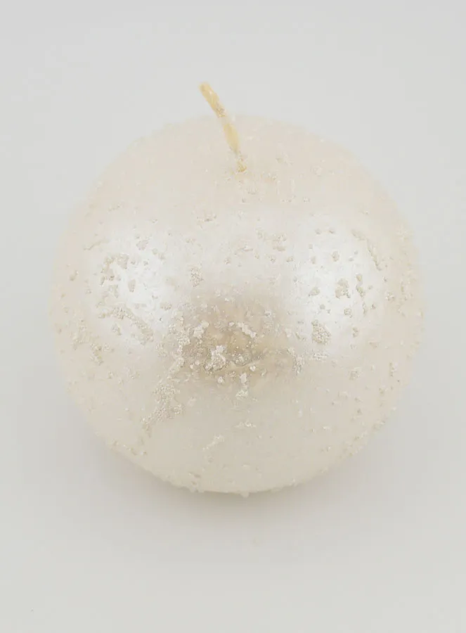 Glittery Christmas Ball Candle – Pearl White (pic 2)