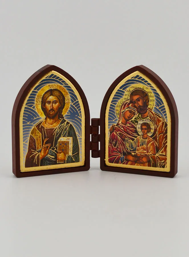 Small Diptych Icon – Christ Pantocrator and the Holy Family (pic 1)