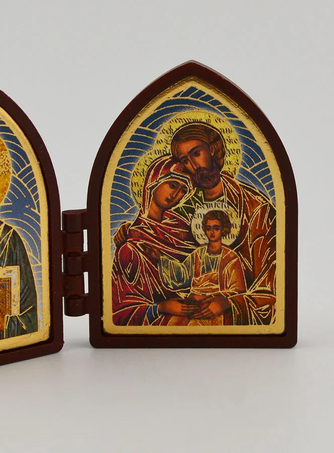Small Diptych Icon – Christ Pantocrator and the Holy Family (pic 3)