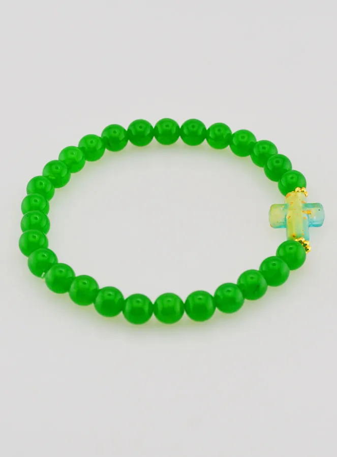 Religious Bracelet with Cross and Green Jade (pic 2)