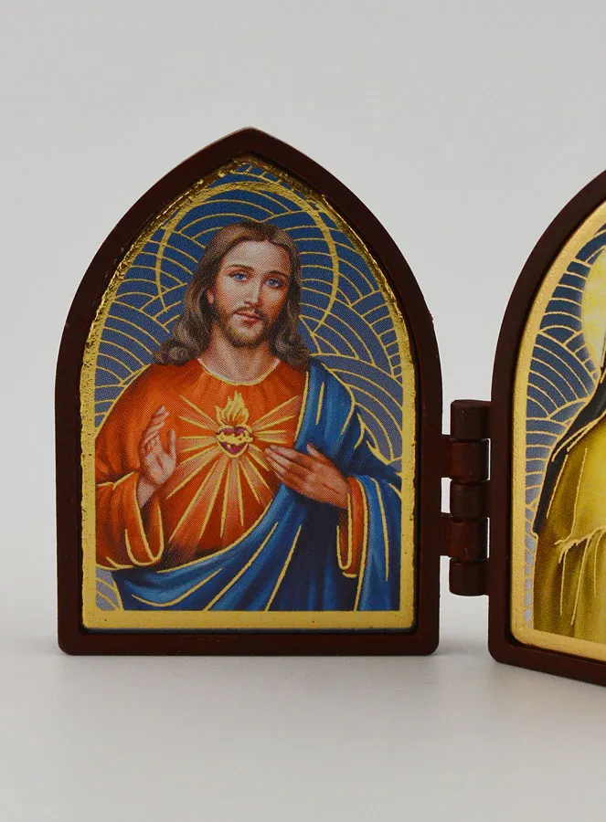 Mini Diptych Icon – Sacred Heart of Jesus and Saint Therese (pic 2)