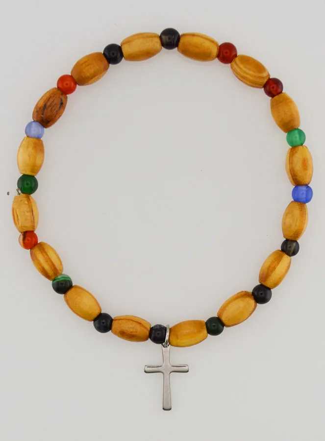 Bracelet with Cross – Agate and Wood (pic 1)