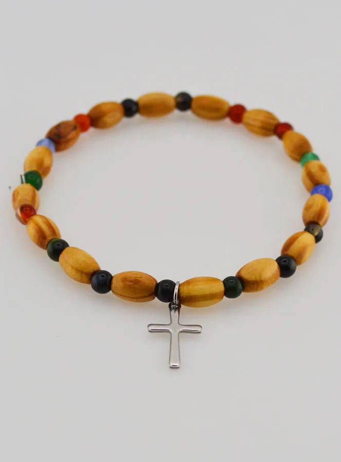 Bracelet with Cross – Agate and Wood (pic 2)