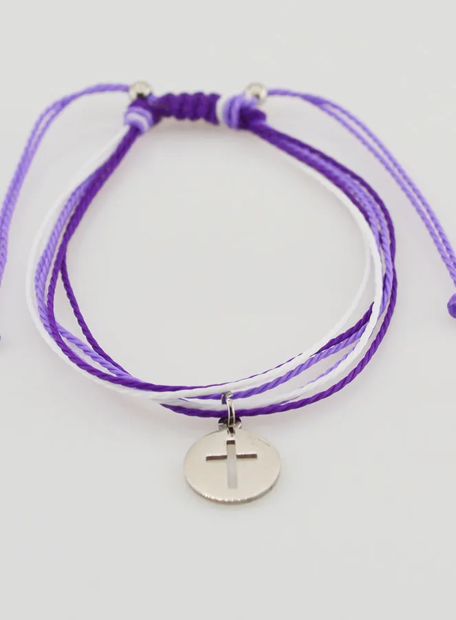 Bracelet with Cross - Purple (pic 2)