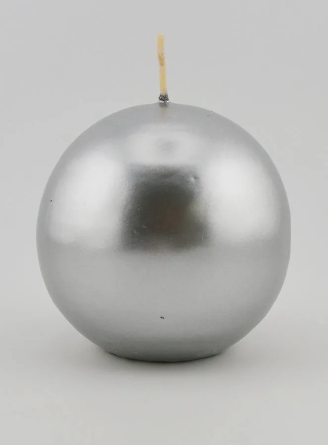 Round Decorative Candle 8cm – Silver (pic 1)