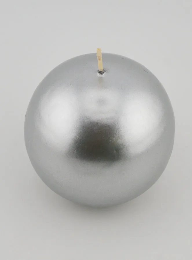 Round Decorative Candle 8cm – Silver (pic 2)