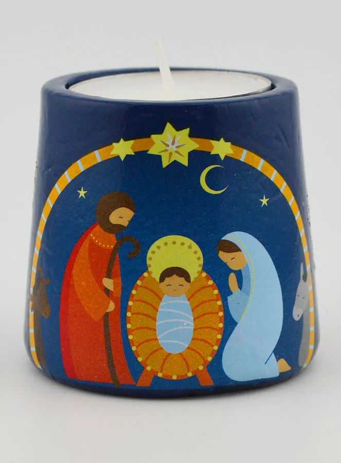 Nativity Scene Candle Holder 5cm (pic 1)