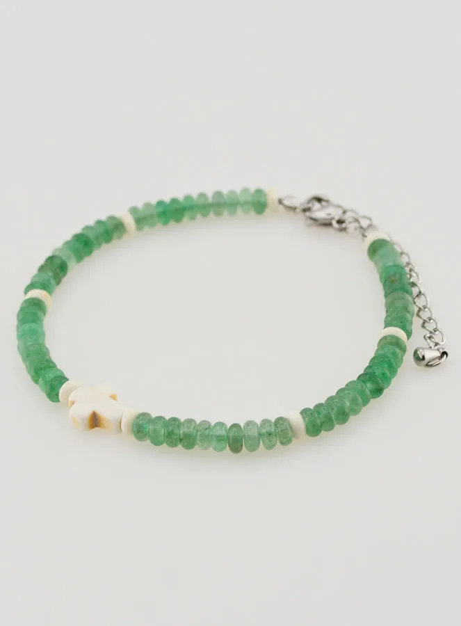 Cross and Green Stones Bracelet (pic 3)