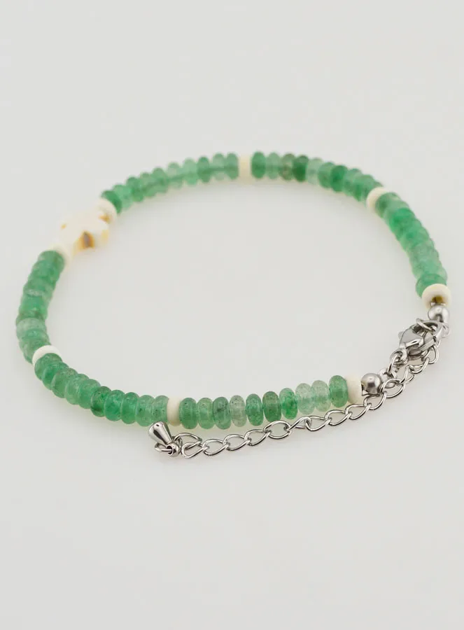 Cross and Green Stones Bracelet (pic 4)