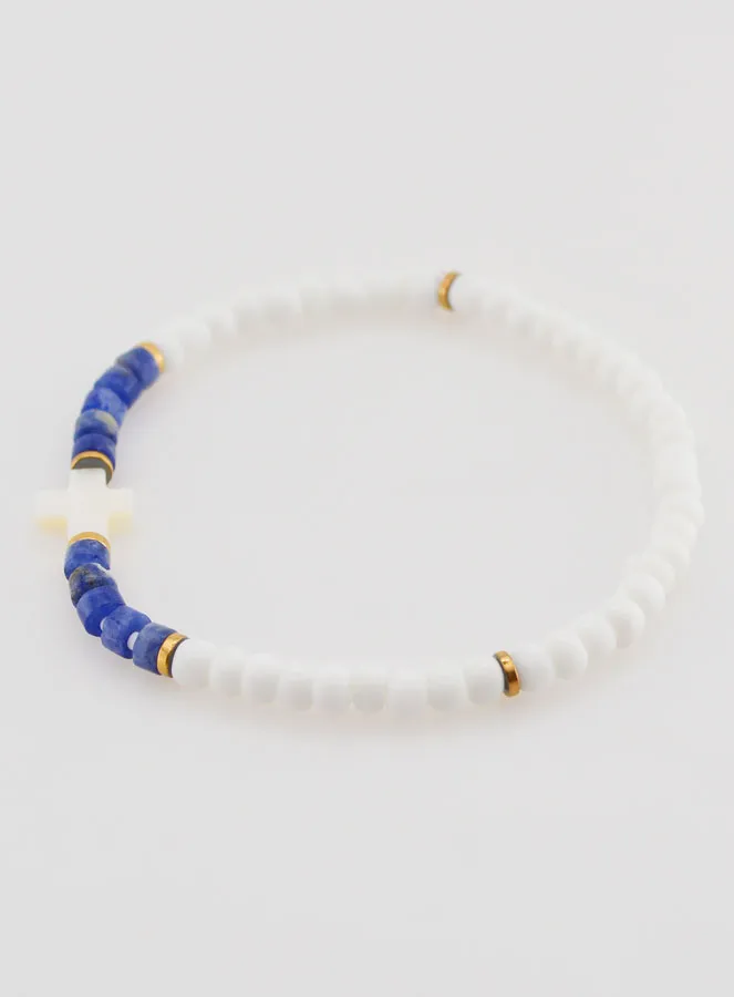 Religious Bracelet Stone and Mother-of-Pearl – Blue (pic 2)