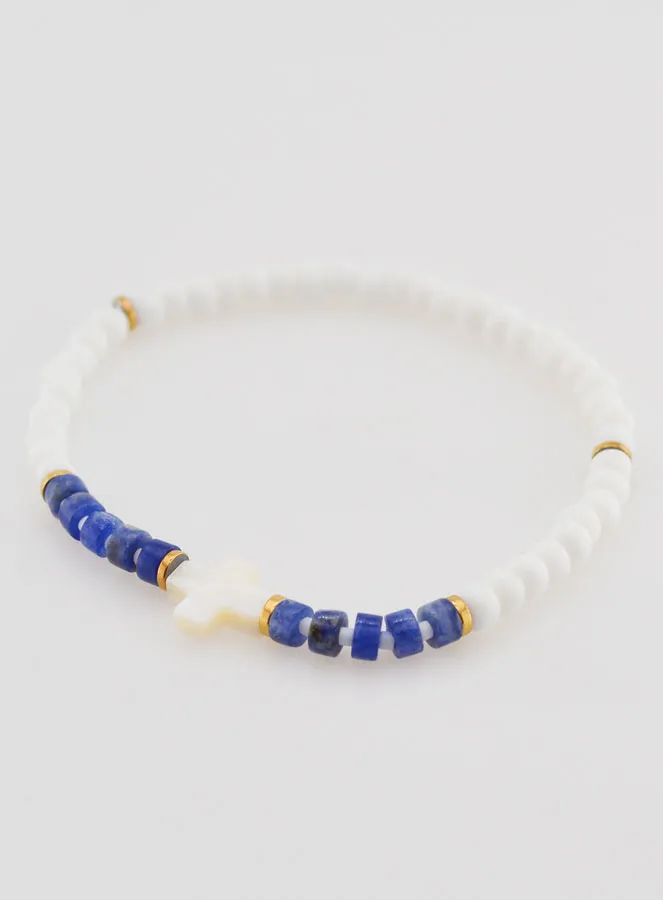 Religious Bracelet Stone and Mother-of-Pearl – Blue (pic 3)