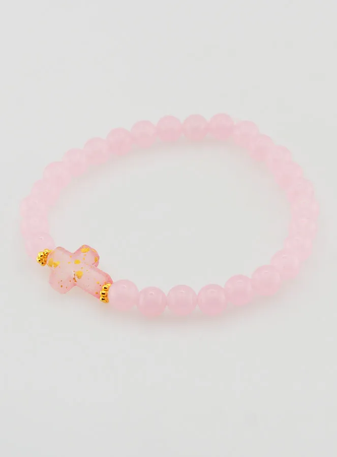 Religious Bracelet with Cross and Pink Jade (pic 3)