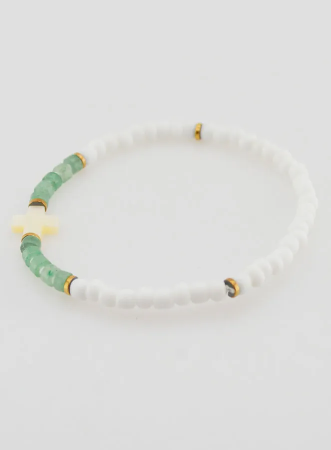 Religious Bracelet with Stones and Mother-of-Pearl  – Green (pic 2)