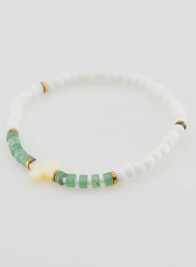 Religious Bracelet with Stones and Mother-of-Pearl  – Green (pic 3)
