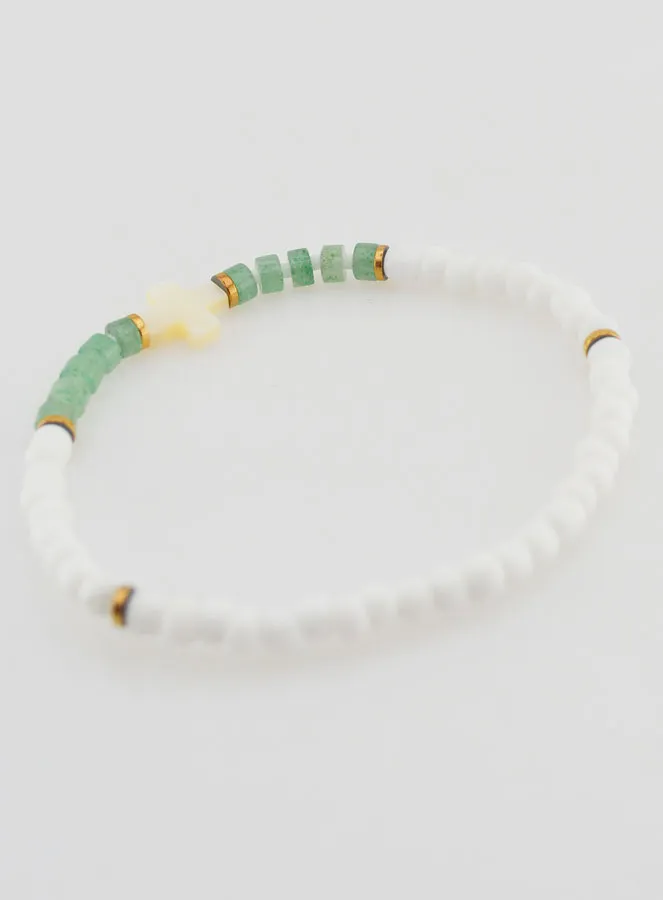Religious Bracelet with Stones and Mother-of-Pearl  – Green (pic 4)