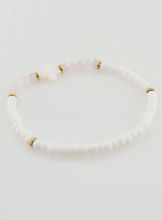 Religious Stone and Mother-of-Pearl Bracelet – Pale Pink (pic 4)