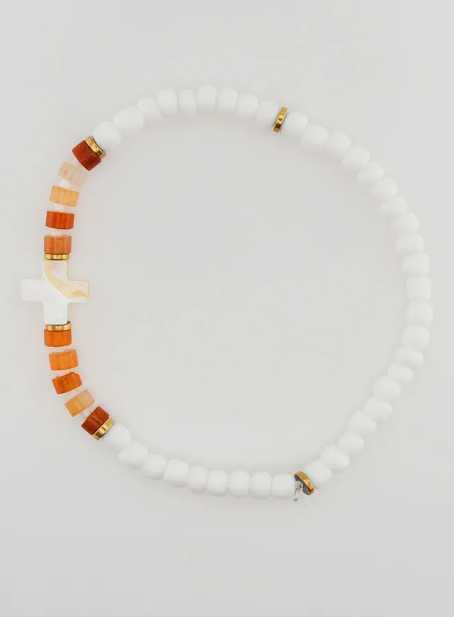 Religious Bracelet with Stone and Mother-of-Pearl – Brown (pic 1)