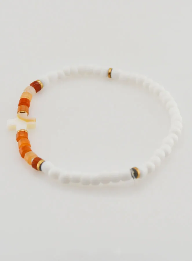 Religious Bracelet with Stone and Mother-of-Pearl – Brown (pic 2)