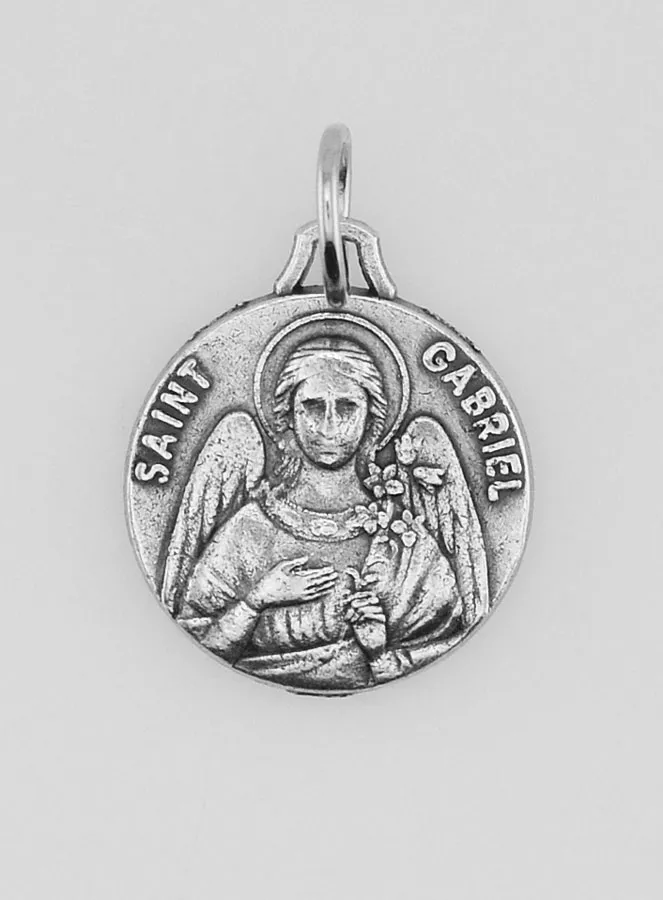 Silvery Saint Gabriel Medal – 14mm (pic 1)