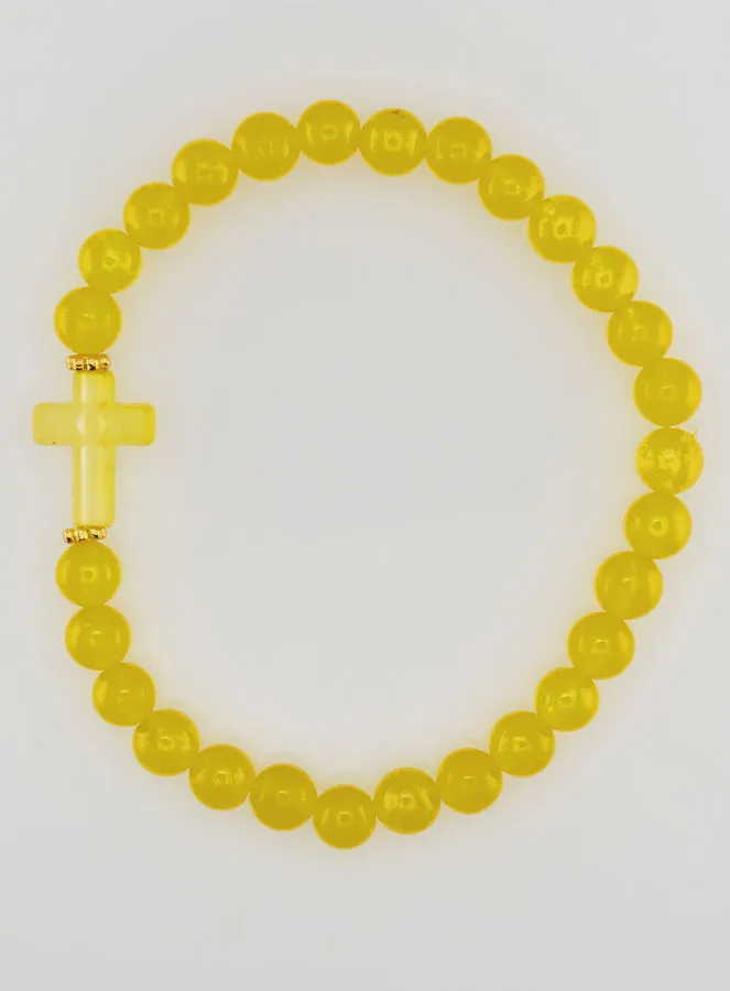 Religious Bracelet with Cross and Yellow Jade (pic 1)