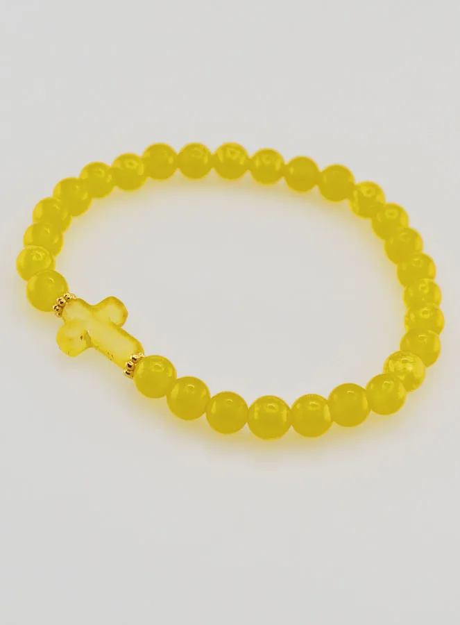 Religious Bracelet with Cross and Yellow Jade (pic 3)