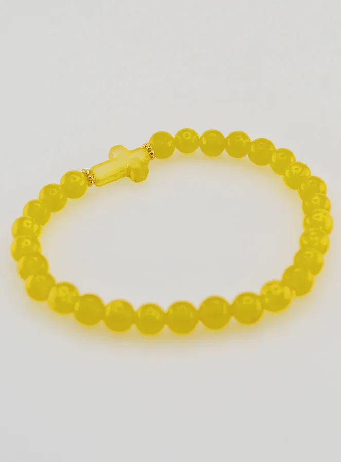 Religious Bracelet with Cross and Yellow Jade (pic 4)