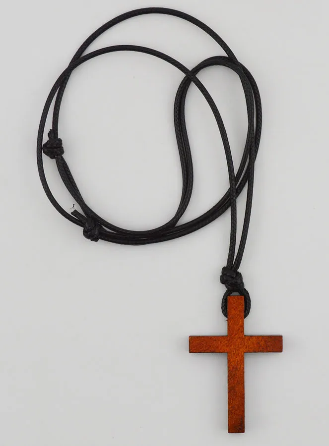 Wooden Cross with Adjustable Leather Cord (pic 1)