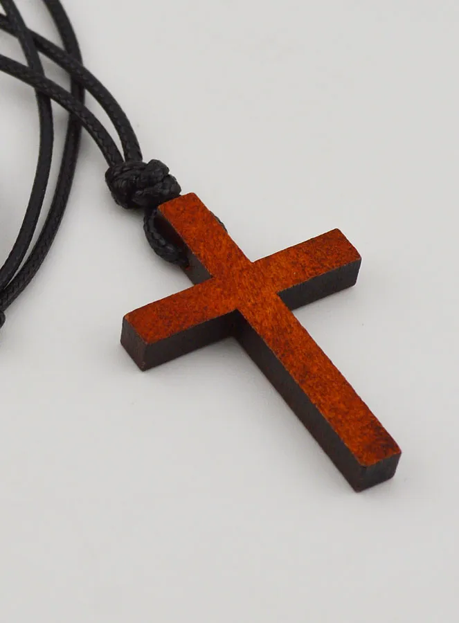 Wooden Cross with Adjustable Leather Cord (pic 3)