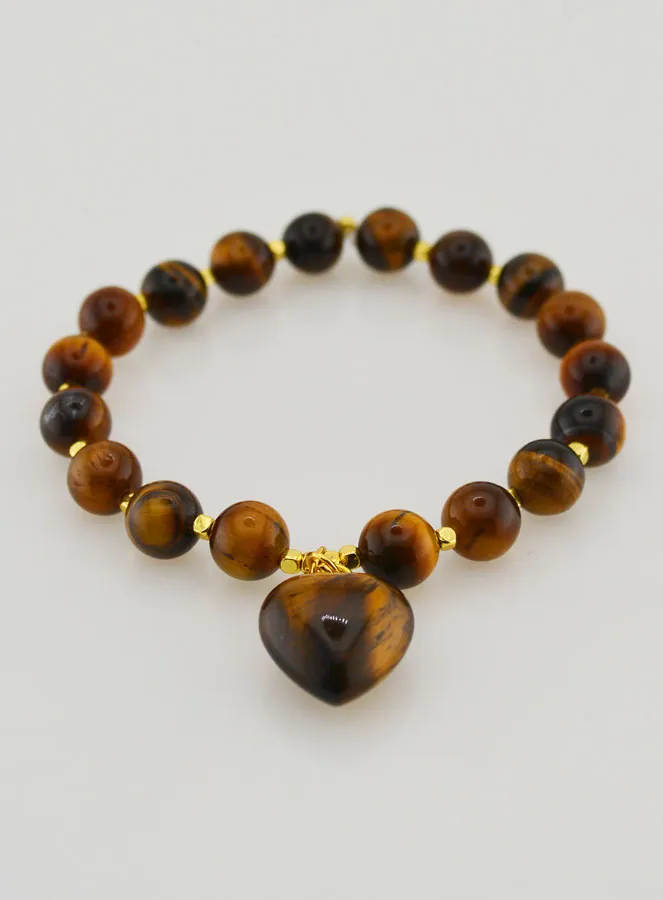 Gemstone Bracelet with Heart – Tiger's Eye (pic 2)