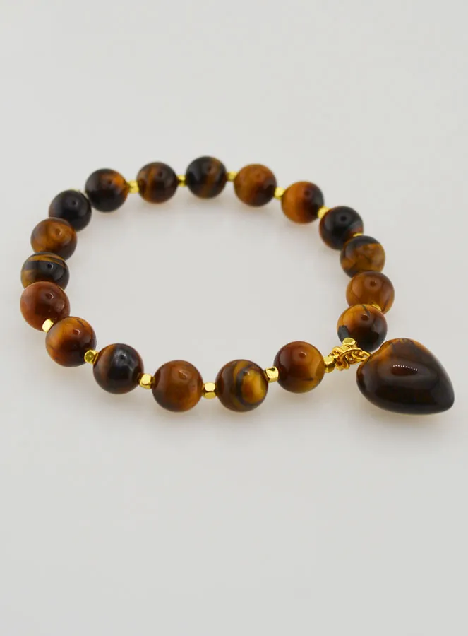 Gemstone Bracelet with Heart – Tiger's Eye (pic 3)