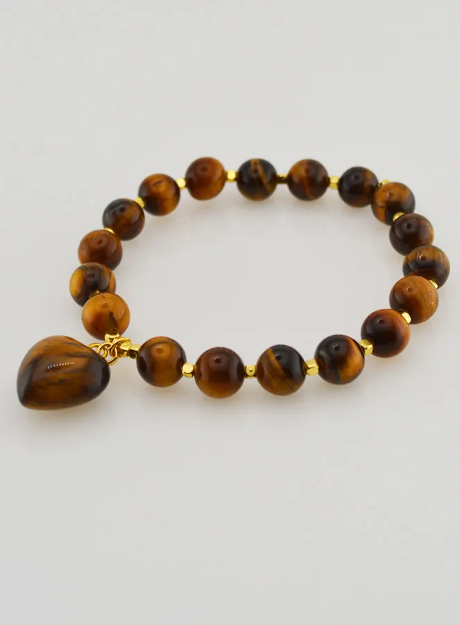 Gemstone Bracelet with Heart – Tiger's Eye (pic 4)