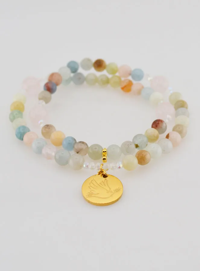 Morganite and Rose Quartz Rosary – Dove of Peace (pic 2)