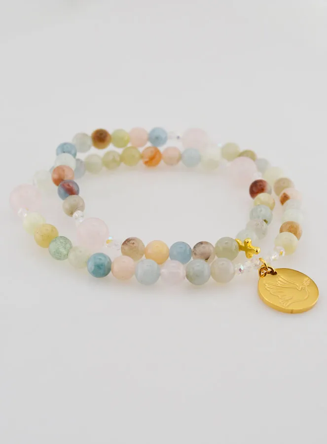 Morganite and Rose Quartz Rosary – Dove of Peace (pic 3)