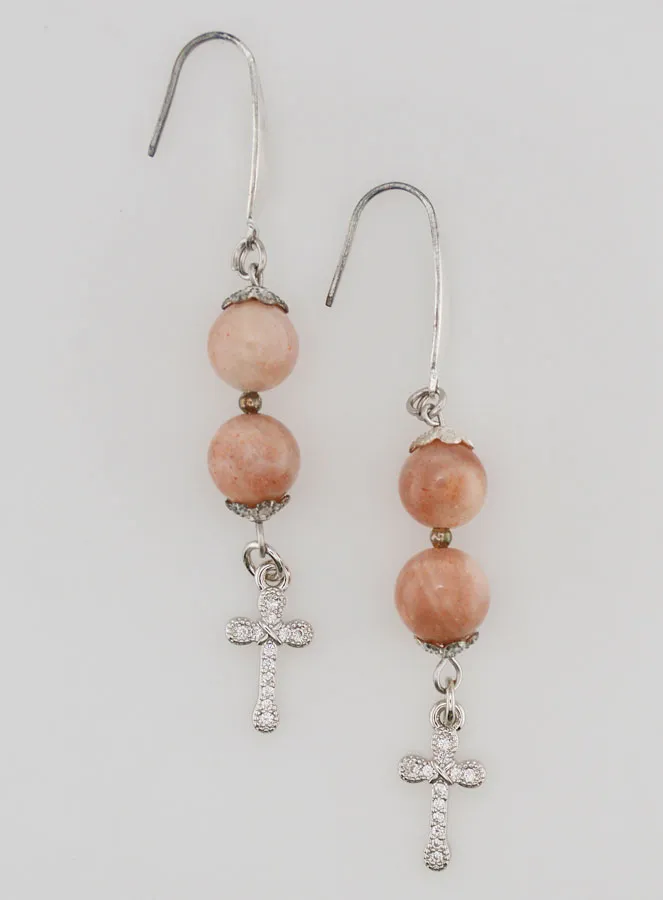 Earrings – Sunstone and Cross (pic 1)