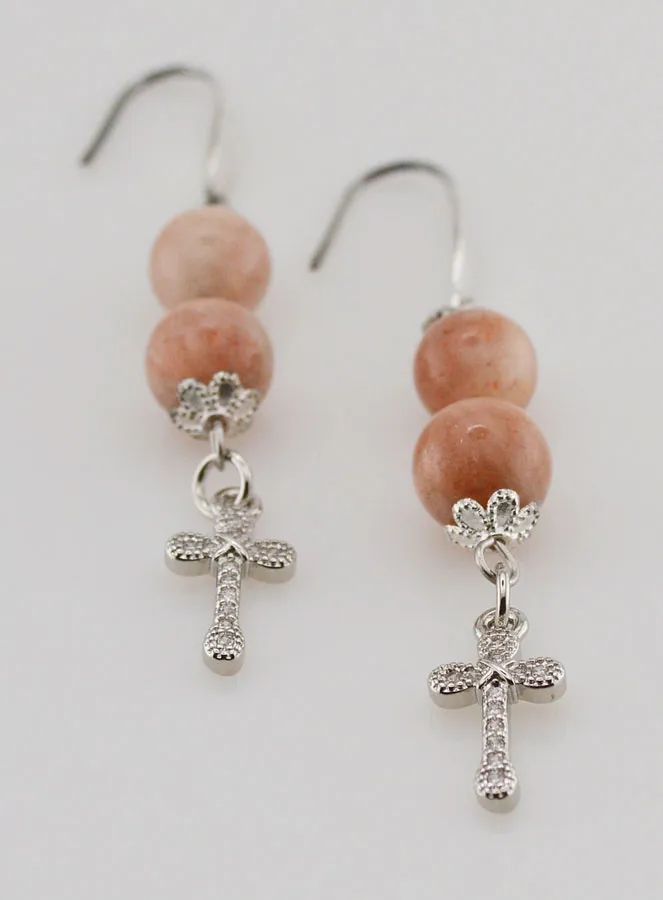 Earrings – Sunstone and Cross (pic 2)