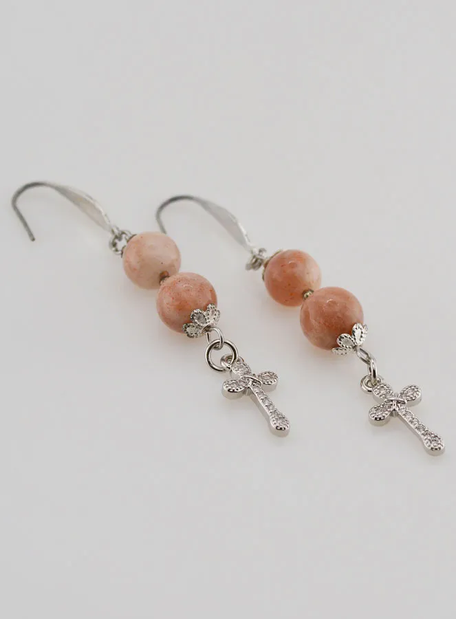Earrings – Sunstone and Cross (pic 3)