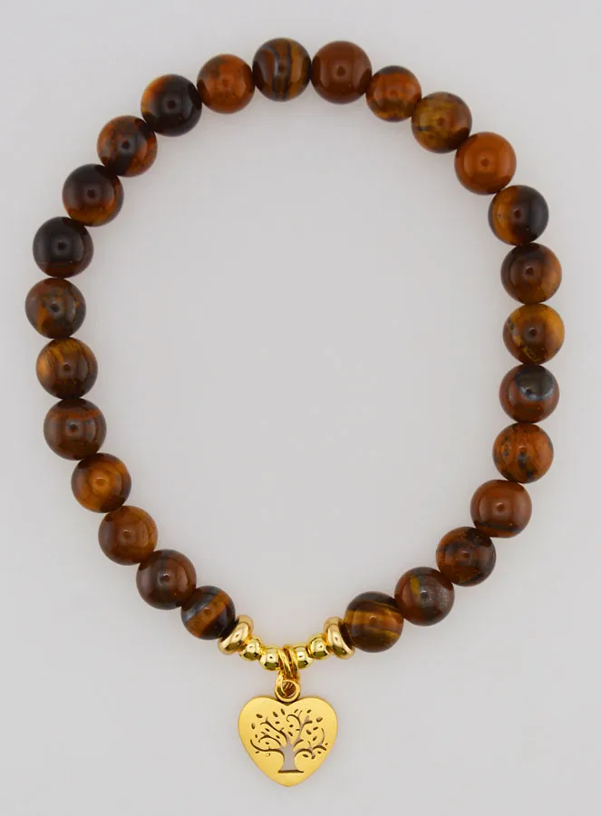 Natural Stone Bracelet – Tiger’s Eye and Tree of Life (pic 1)