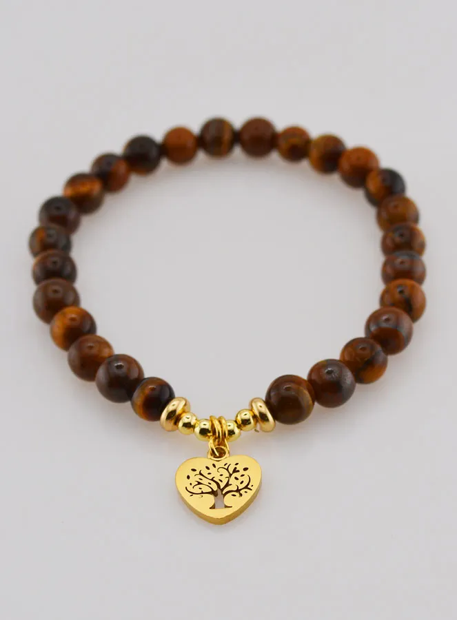 Natural Stone Bracelet – Tiger’s Eye and Tree of Life (pic 2)