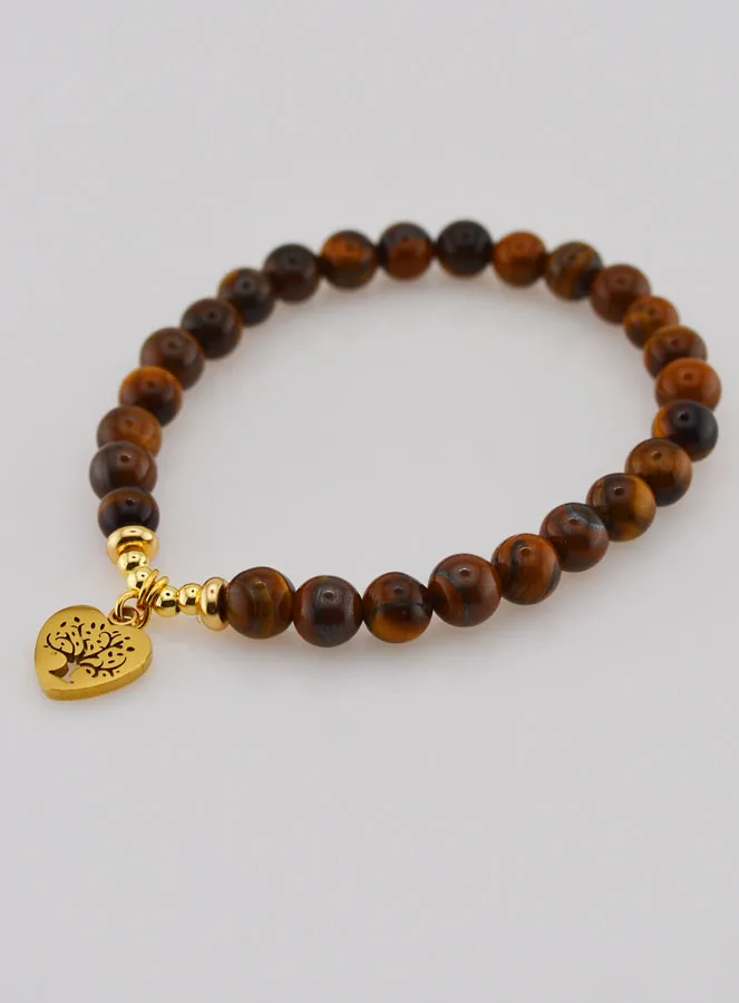 Natural Stone Bracelet – Tiger’s Eye and Tree of Life (pic 3)