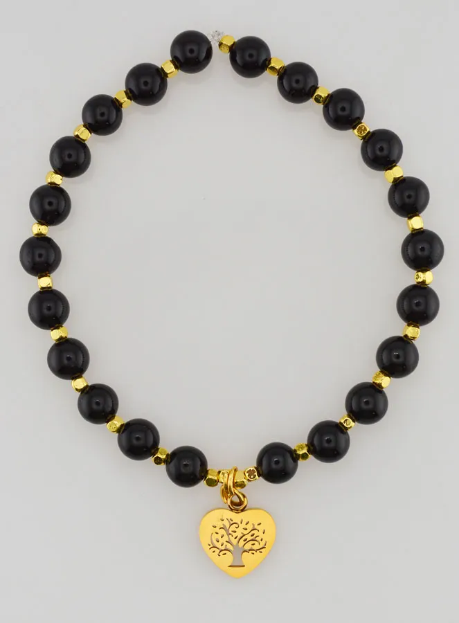 Natural Stone Bracelet – Tourmaline and Tree of Life (pic 1)