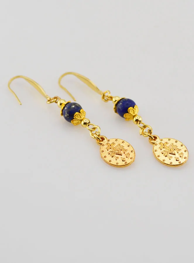 Miraculous Medal – Lapis Lazuli Earrings (pic 3)