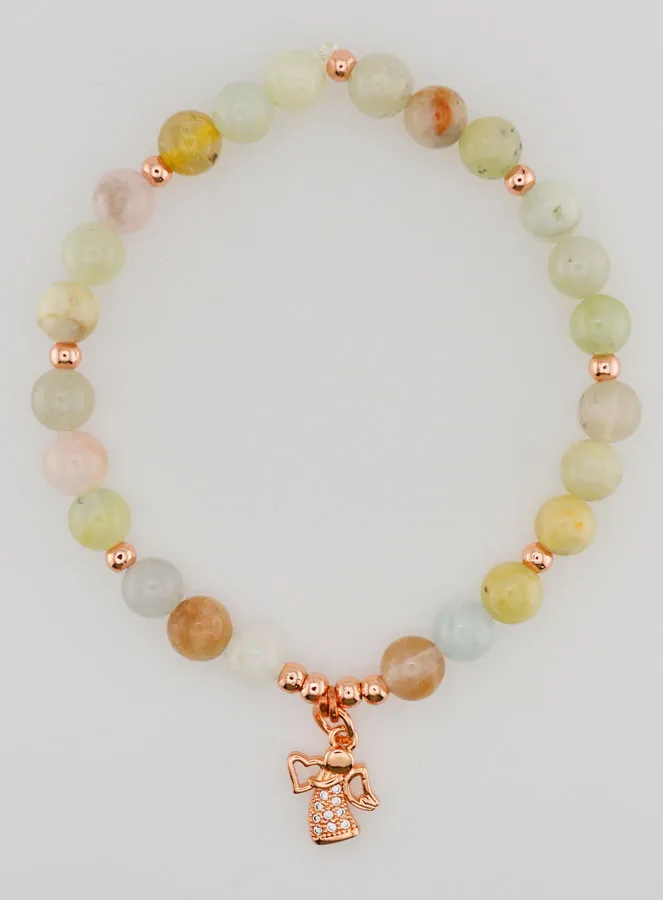 Natural Stone Bracelet – Morganite and Guardian Angel (pic 1)